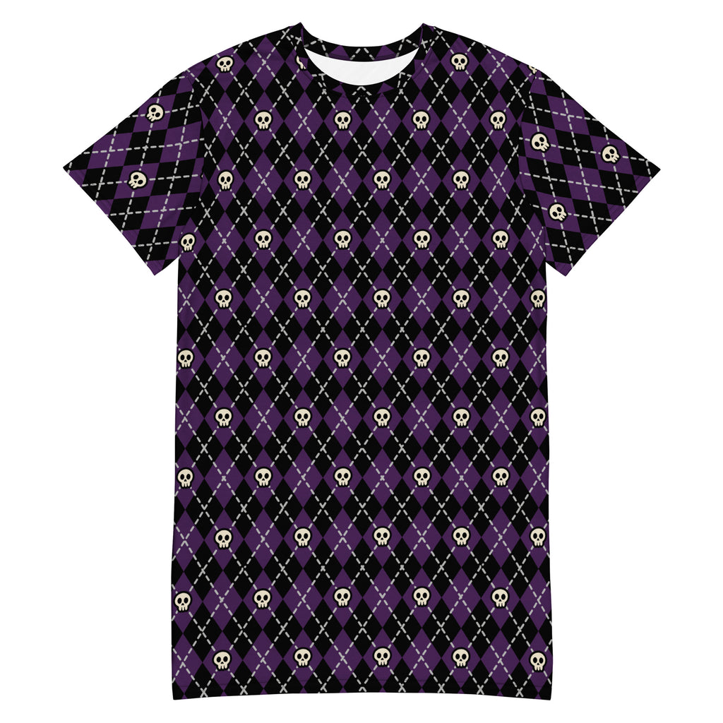 Unisex Multi-wear Tee Dress - 'Diamond Skulls'