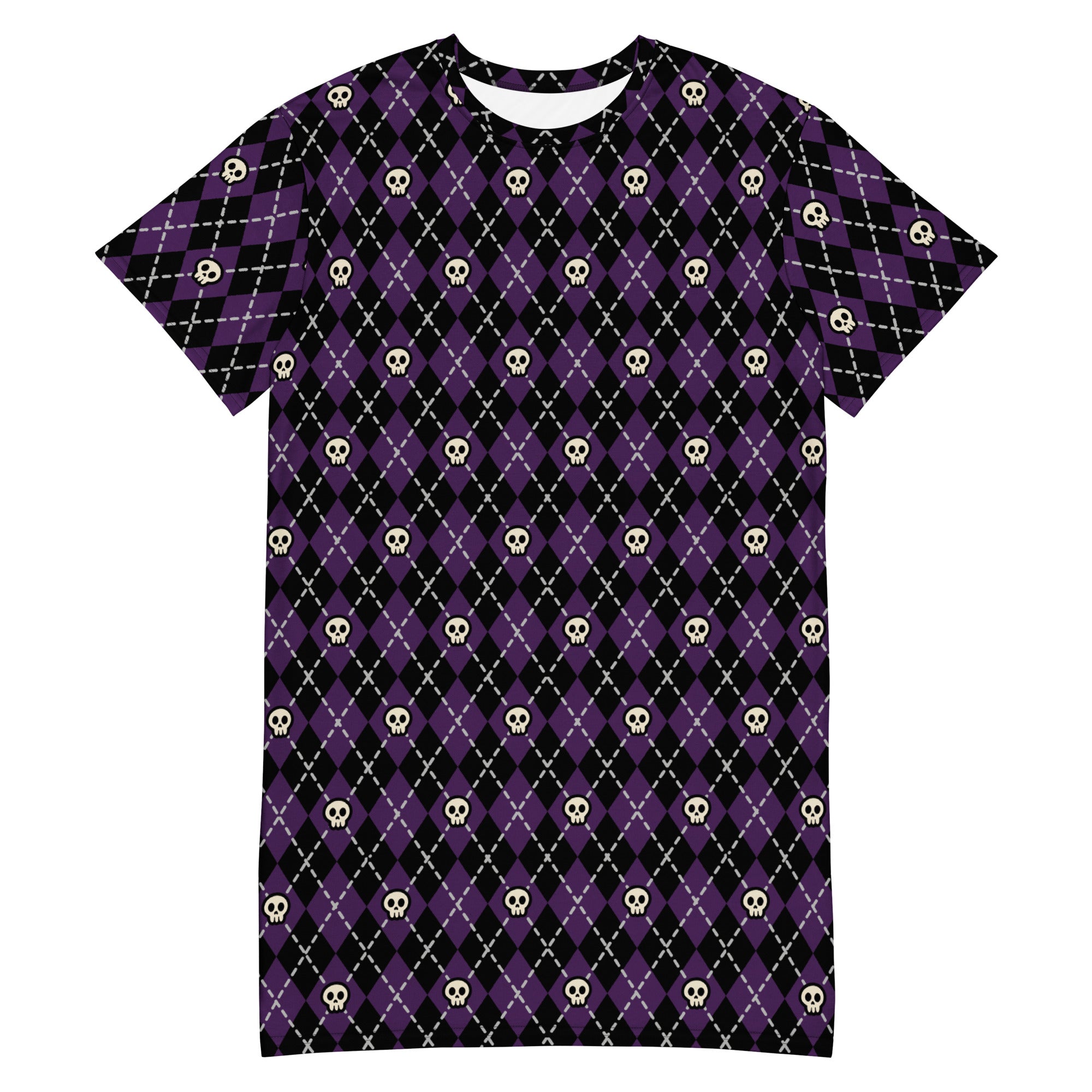 Unisex Multi-wear Tee Dress - 'Diamond Skulls'