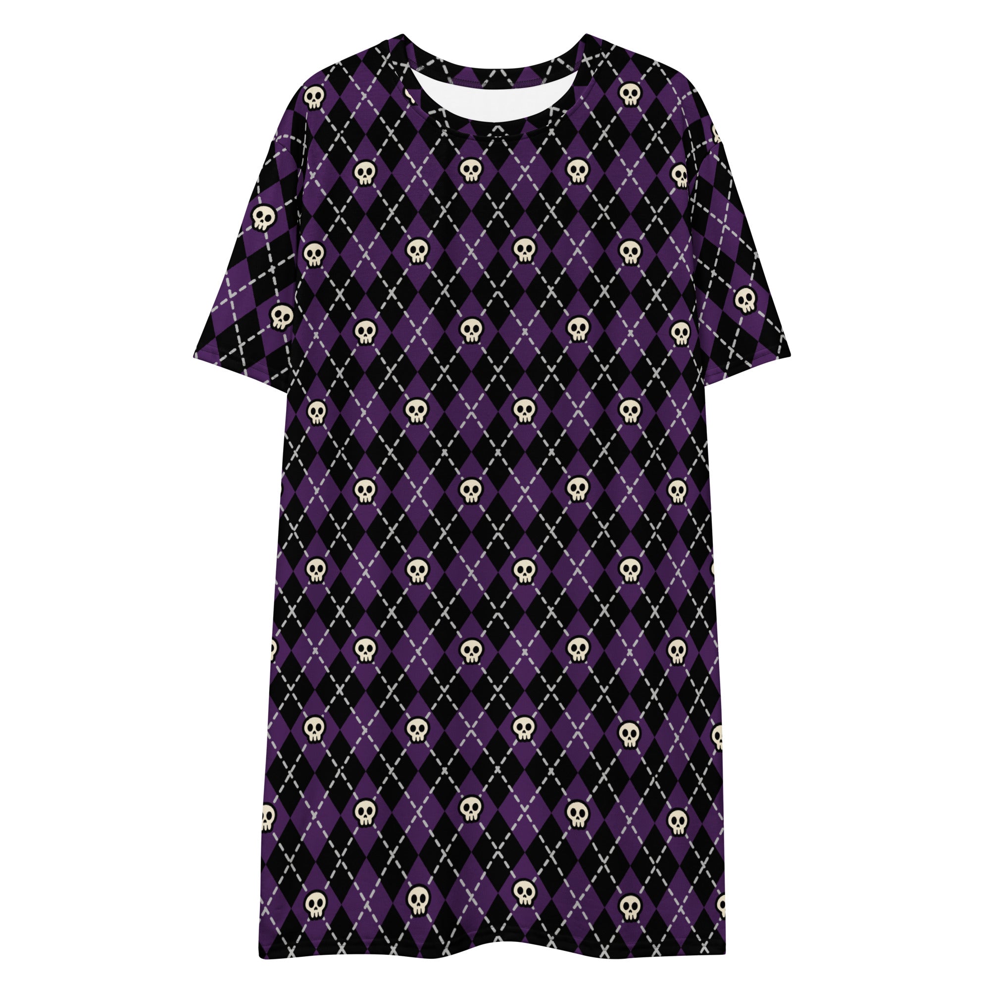 Unisex Multi-wear Tee Dress - 'Diamond Skulls' 6XL