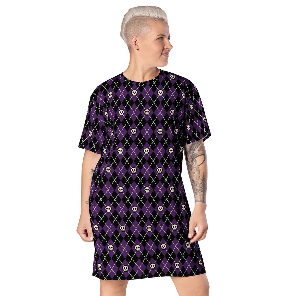 Unisex Multi-wear Tee Dress - 'Diamond Skulls'