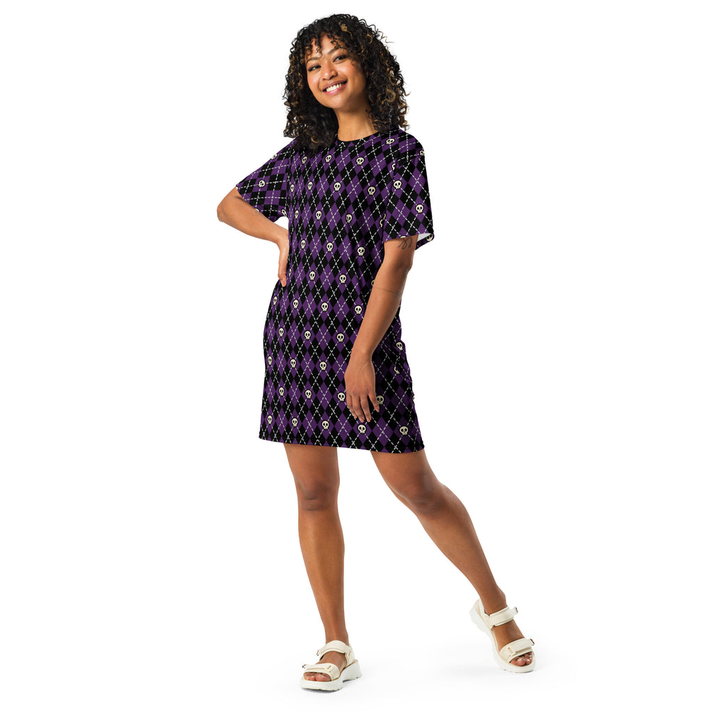Unisex Multi-wear Tee Dress - 'Diamond Skulls'