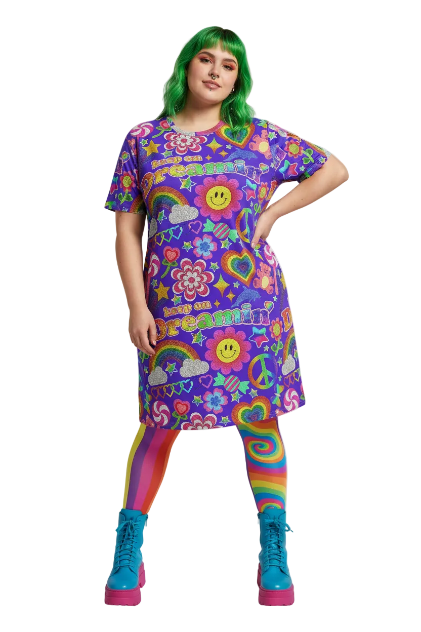 Unisex Multi-wear Tee Dress - 'Glitter Stickers'