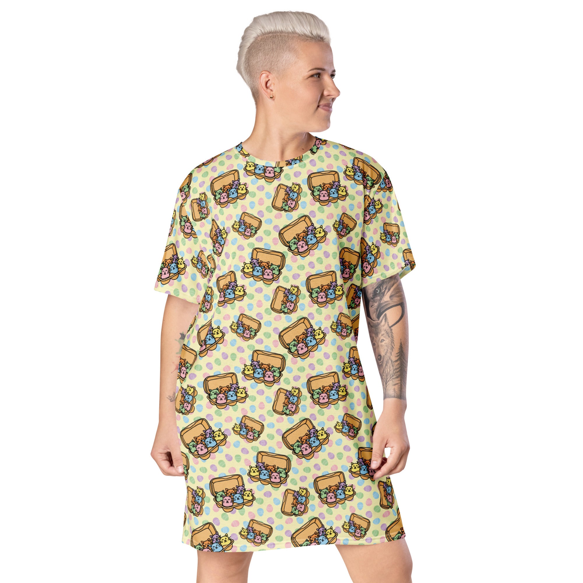 Unisex Multi-wear Tee Dress - 'Easter Kittens'