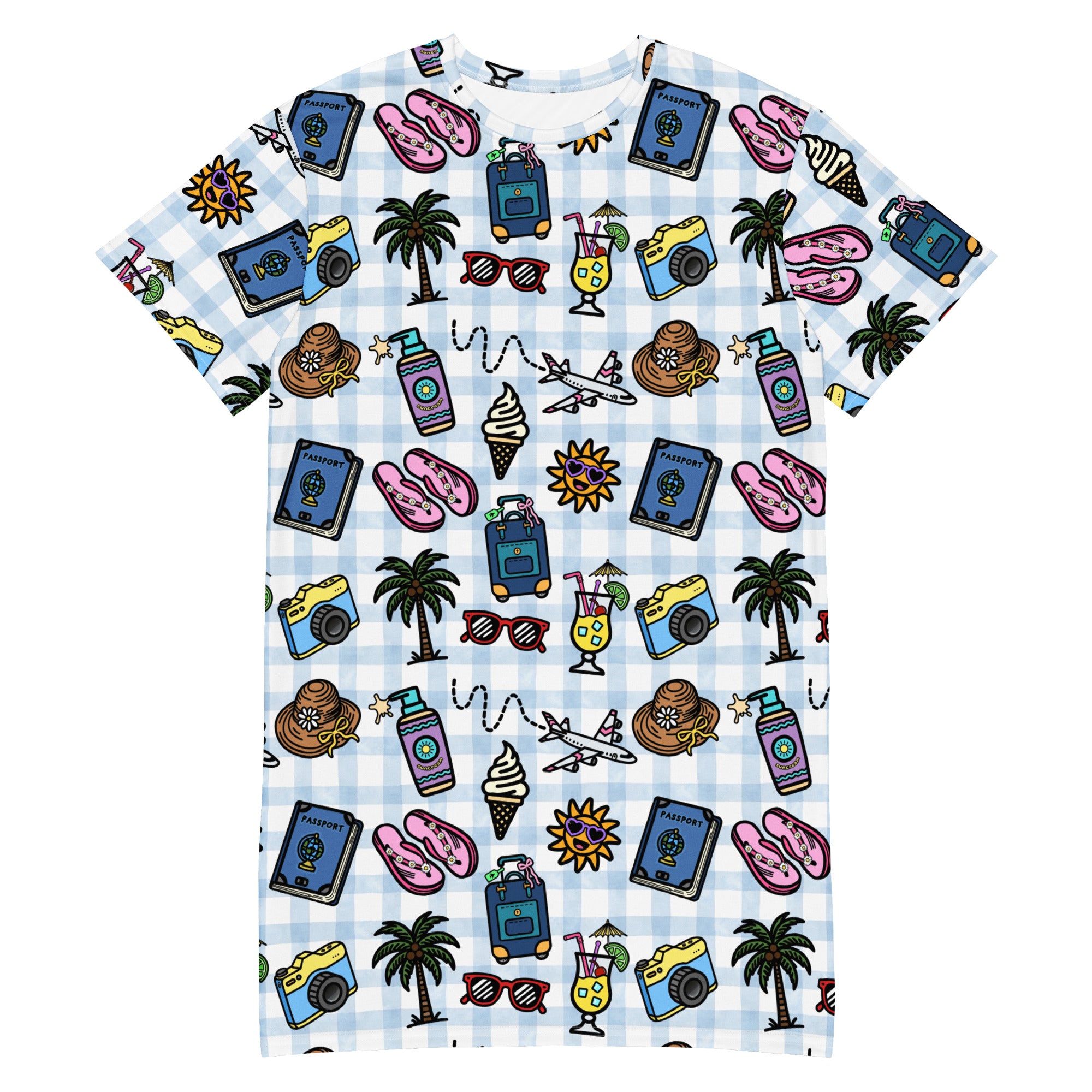 Unisex Multi-wear Tee Dress - 'Gingham Getaway' 6XL