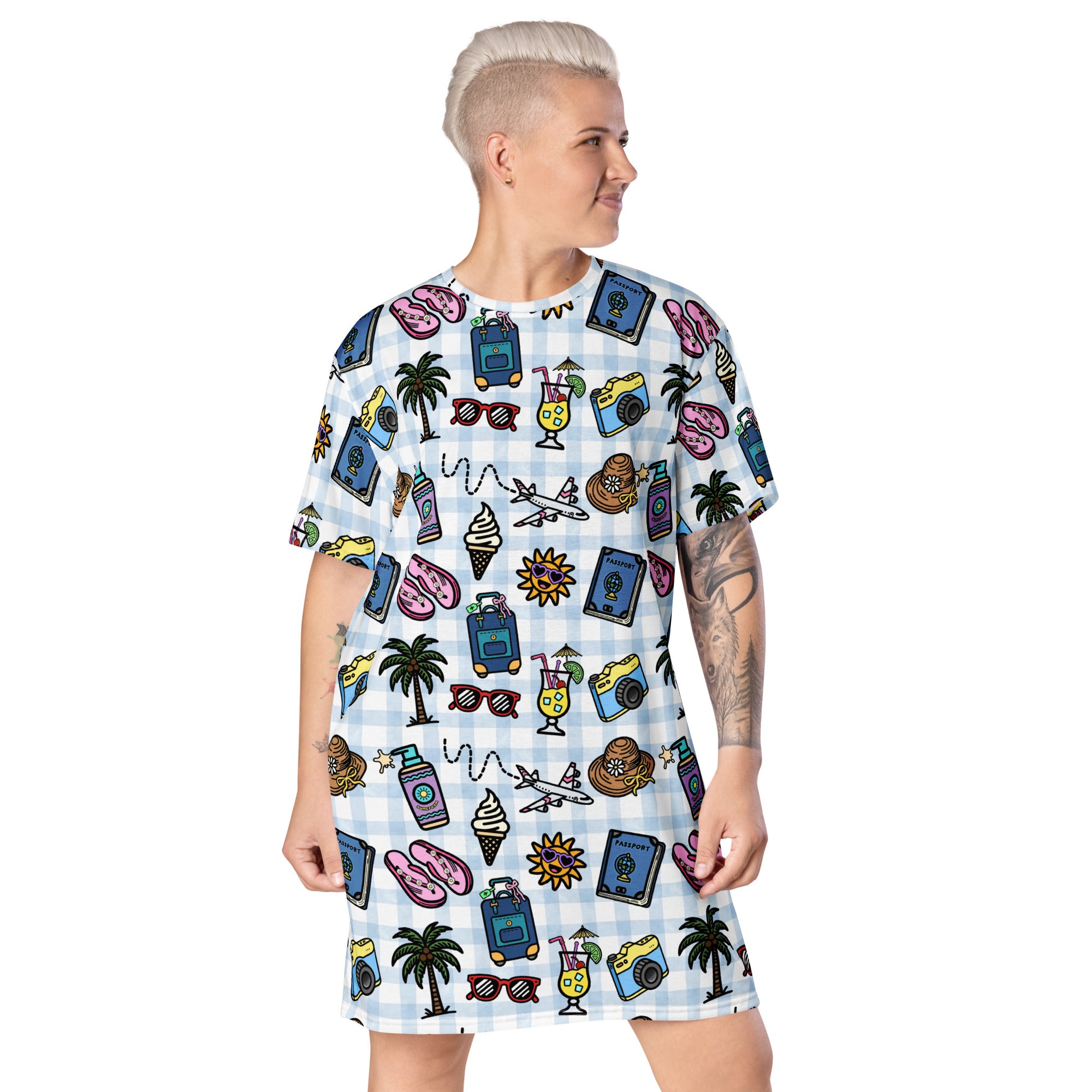 Unisex Multi-wear Tee Dress - 'Gingham Getaway'