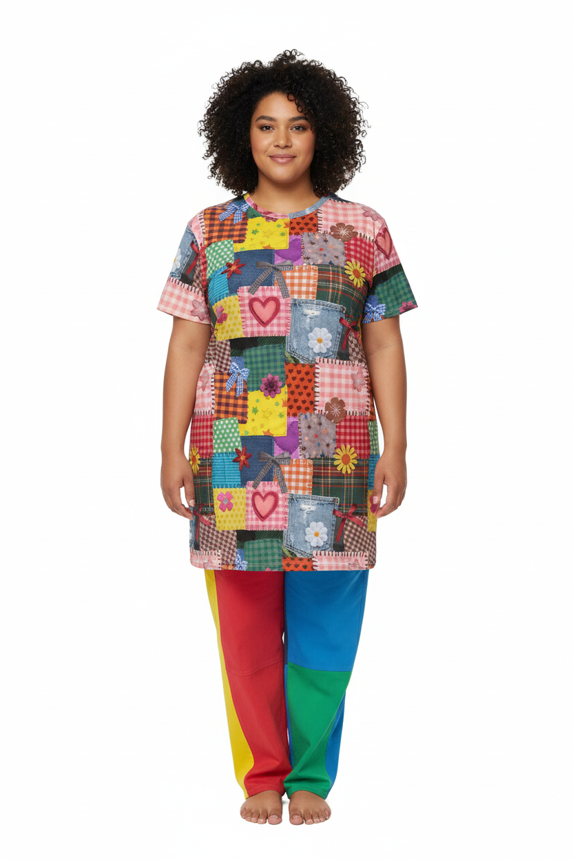 Unisex Multi-wear Tee Dress - 'Perfect Patchwork'