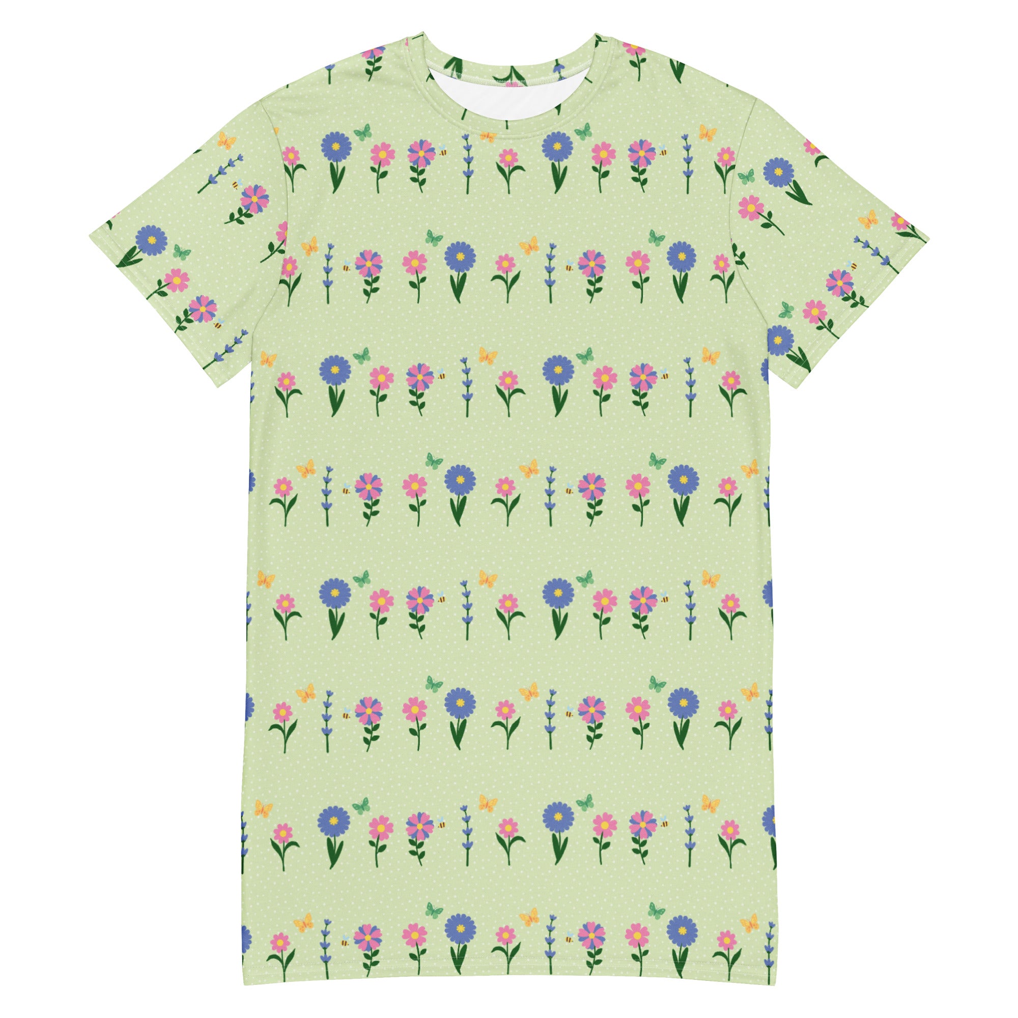Unisex Multi-wear Tee Dress - 'Spring Stems'