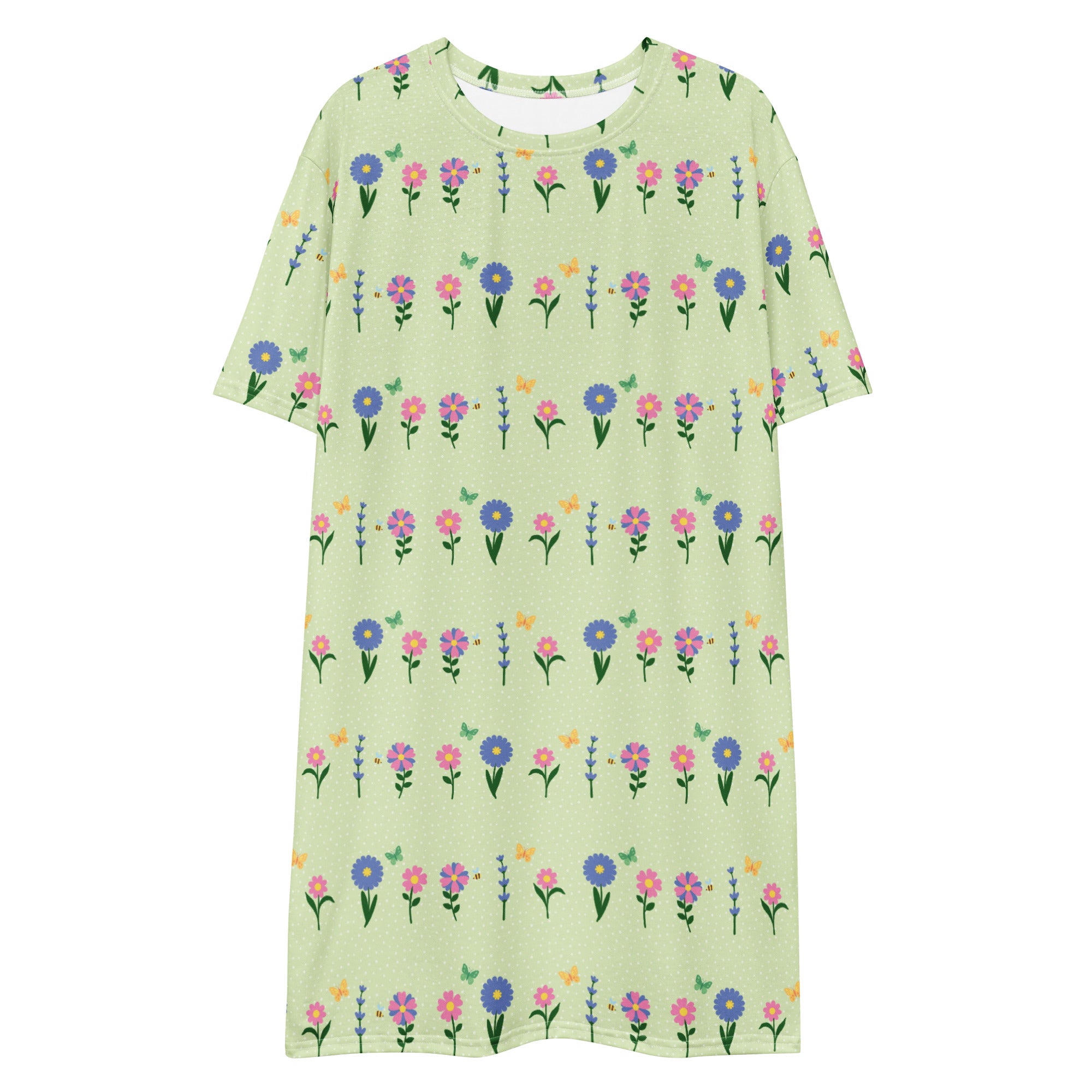 Unisex Multi-wear Tee Dress - 'Spring Stems' 6XL