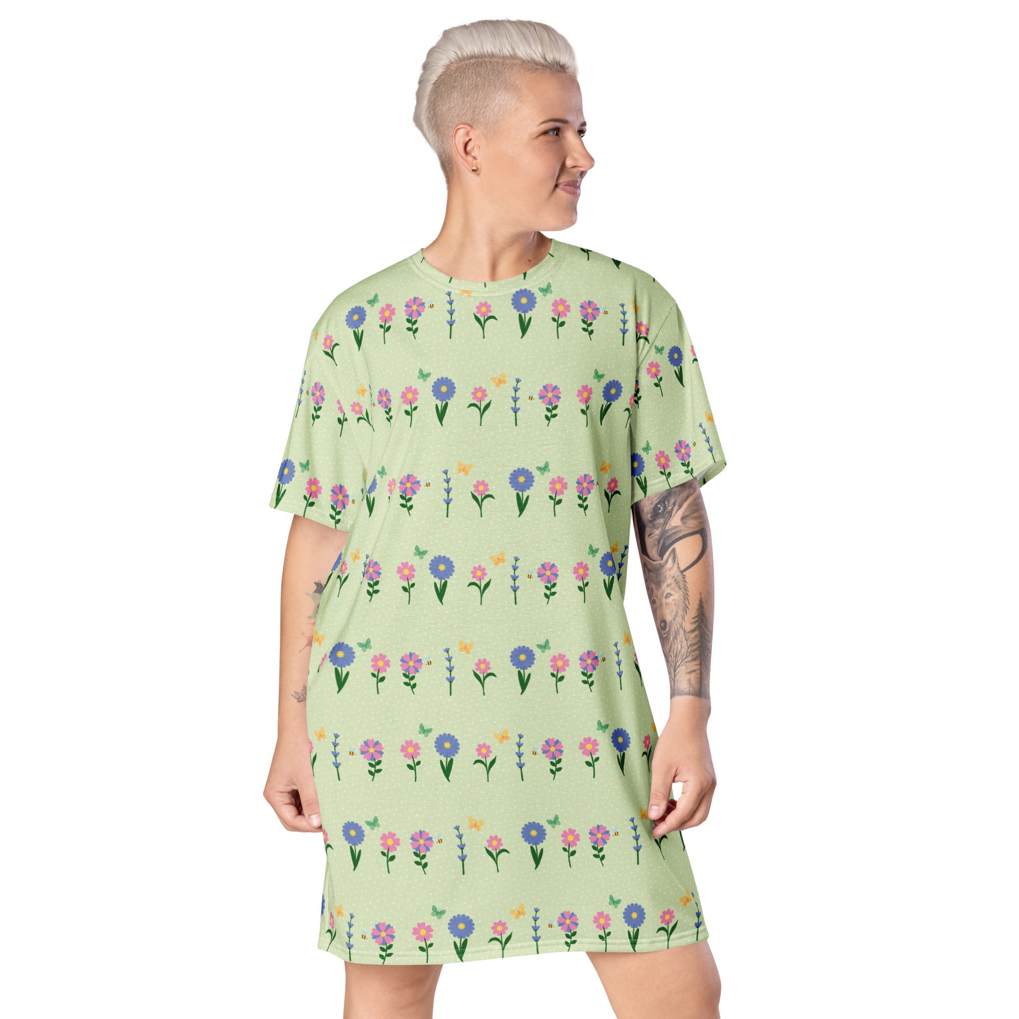 Unisex Multi-wear Tee Dress - 'Spring Stems'