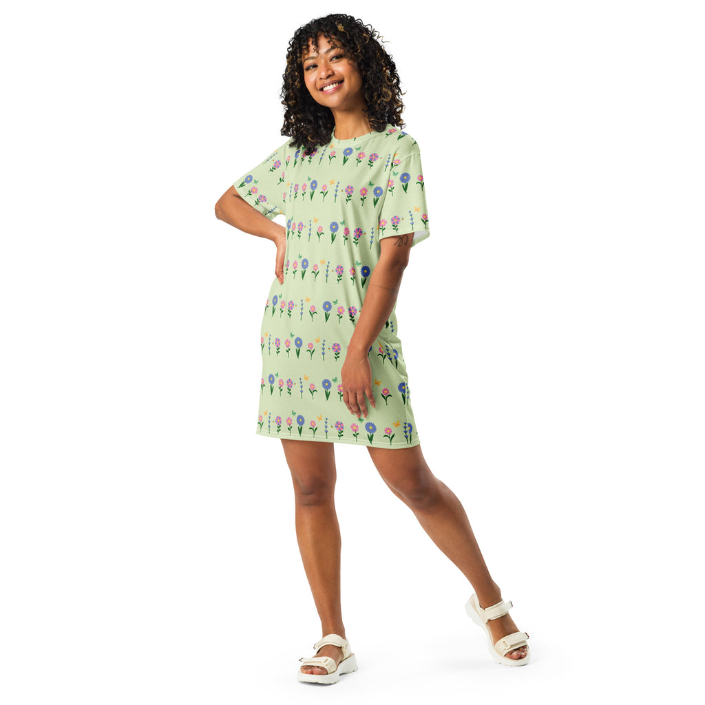 Unisex Multi-wear Tee Dress - 'Spring Stems'