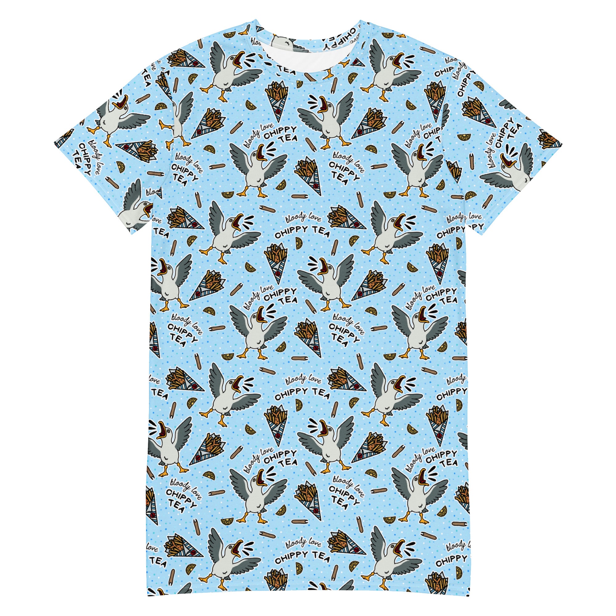 Unisex Multi-wear Tee Dress - 'Chippy Tea' 6XL Tee Dress