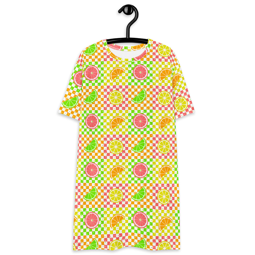 Unisex Multi-wear Tee Dress - 'Citrus Squares'