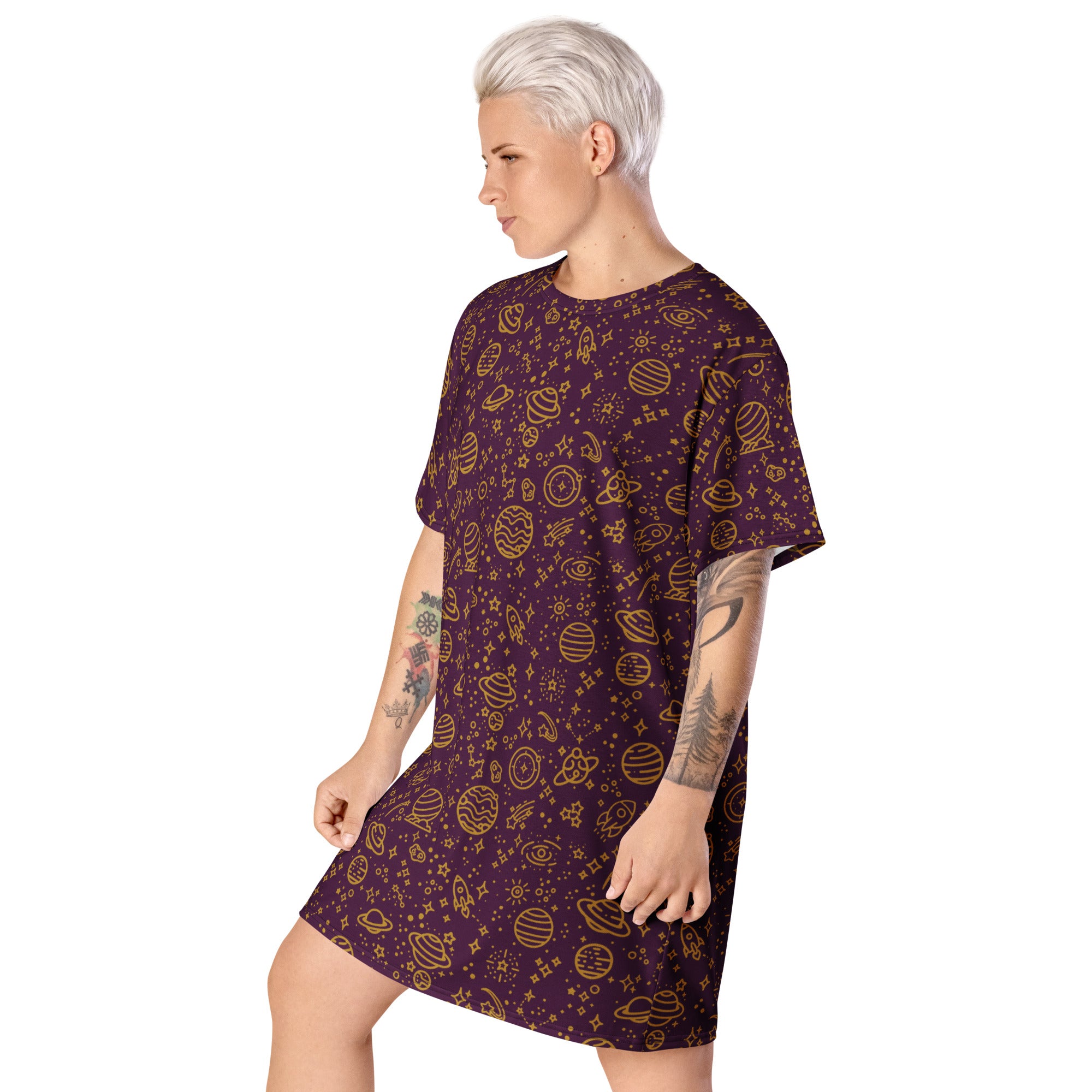 Unisex Multi-wear Tee Dress - 'Galactic Gold'