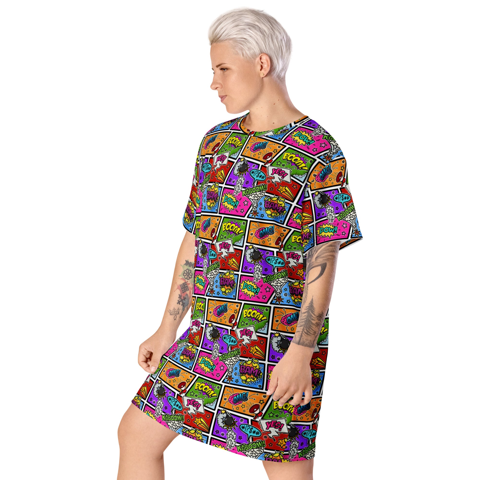 Unisex Multi-wear Tee Dress - 'Comic Chaos'