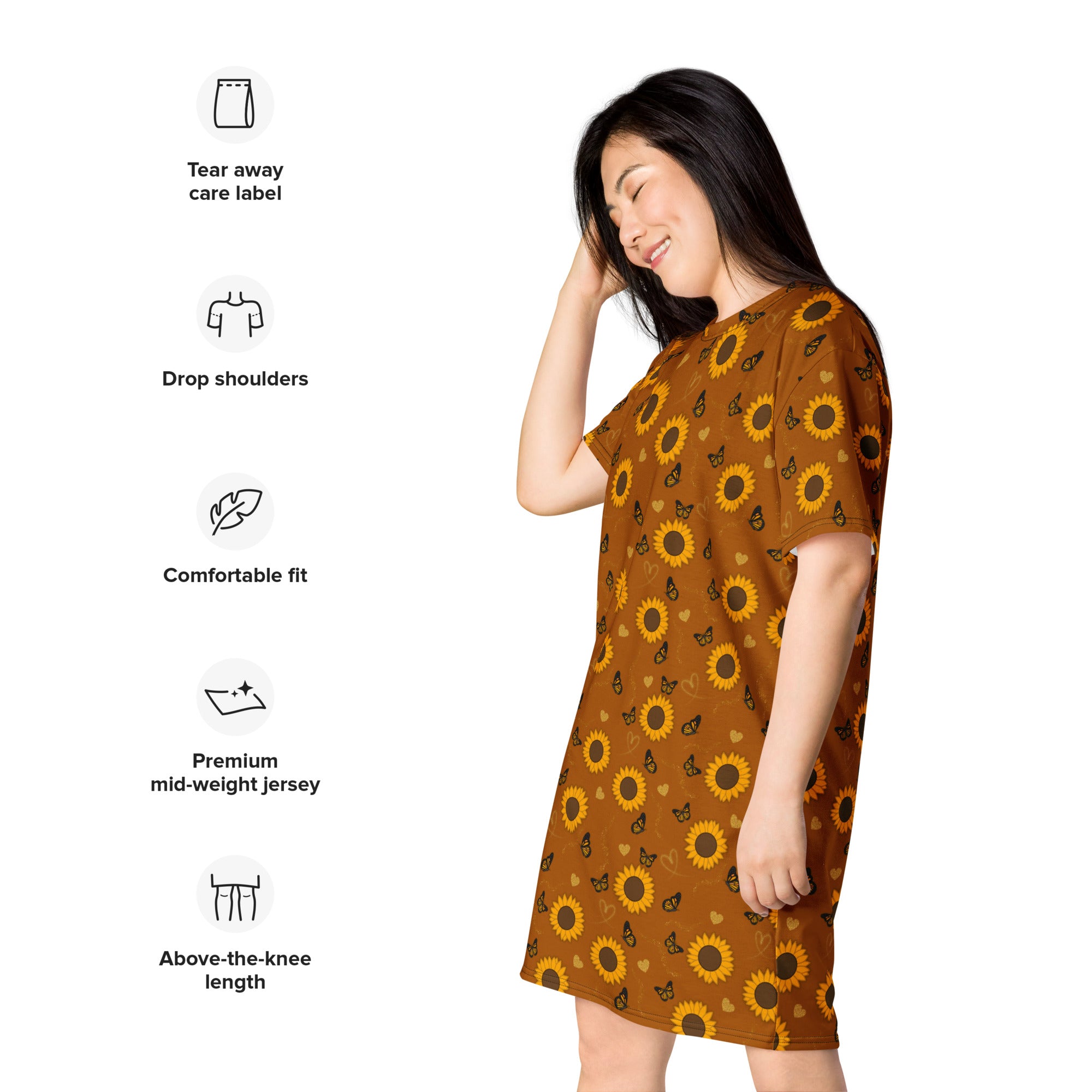 Unisex Multi-wear Tee Dress - 'Sunflower Sparkle'