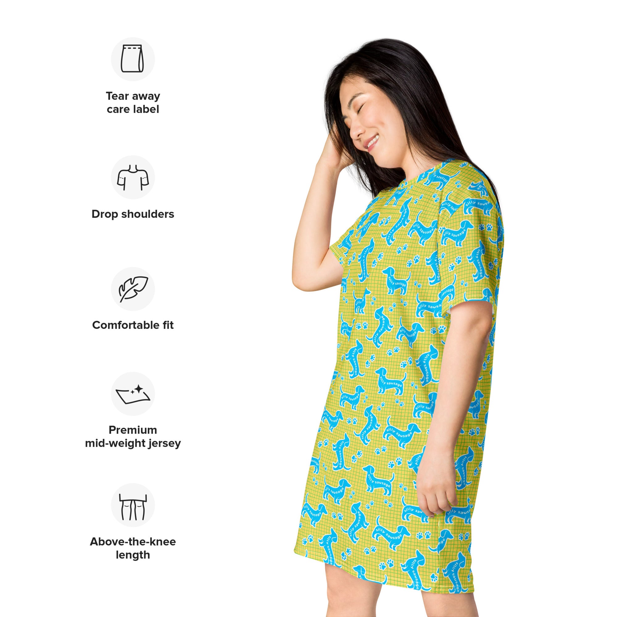 Unisex Multi-wear Tee Dress - 'Silly Sausage'