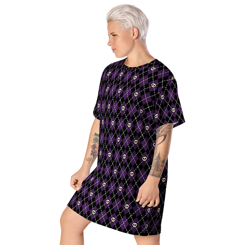 Unisex Multi-wear Tee Dress - 'Diamond Skulls'