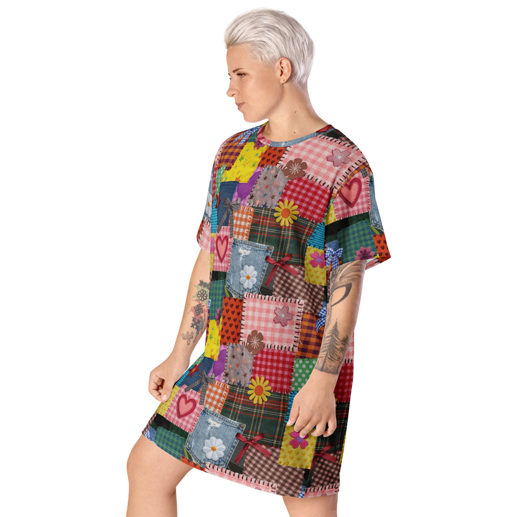 Unisex Multi-wear Tee Dress - 'Perfect Patchwork'