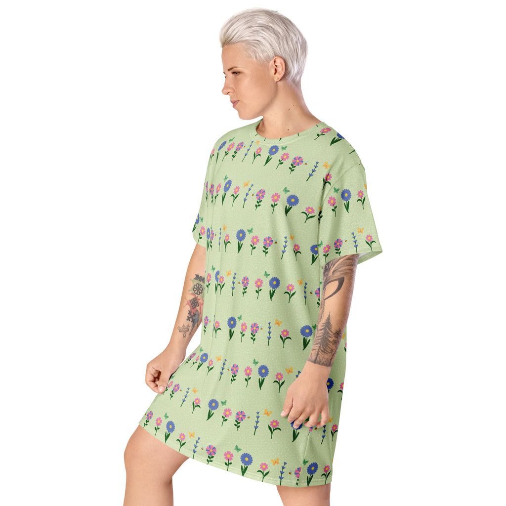Unisex Multi-wear Tee Dress - 'Spring Stems'
