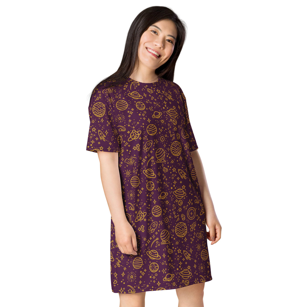 Unisex Multi-wear Tee Dress - 'Galactic Gold'