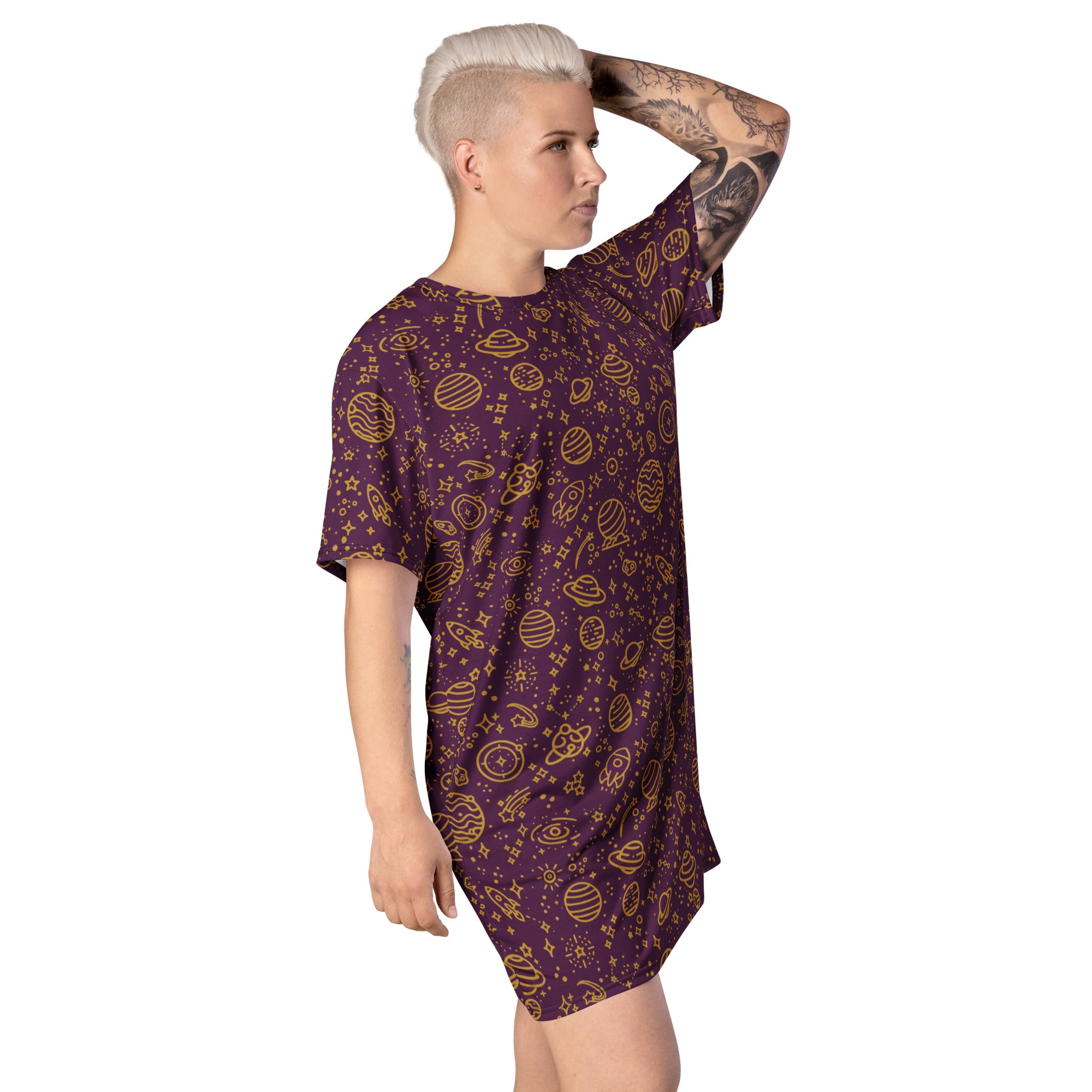 Unisex Multi-wear Tee Dress - 'Galactic Gold'