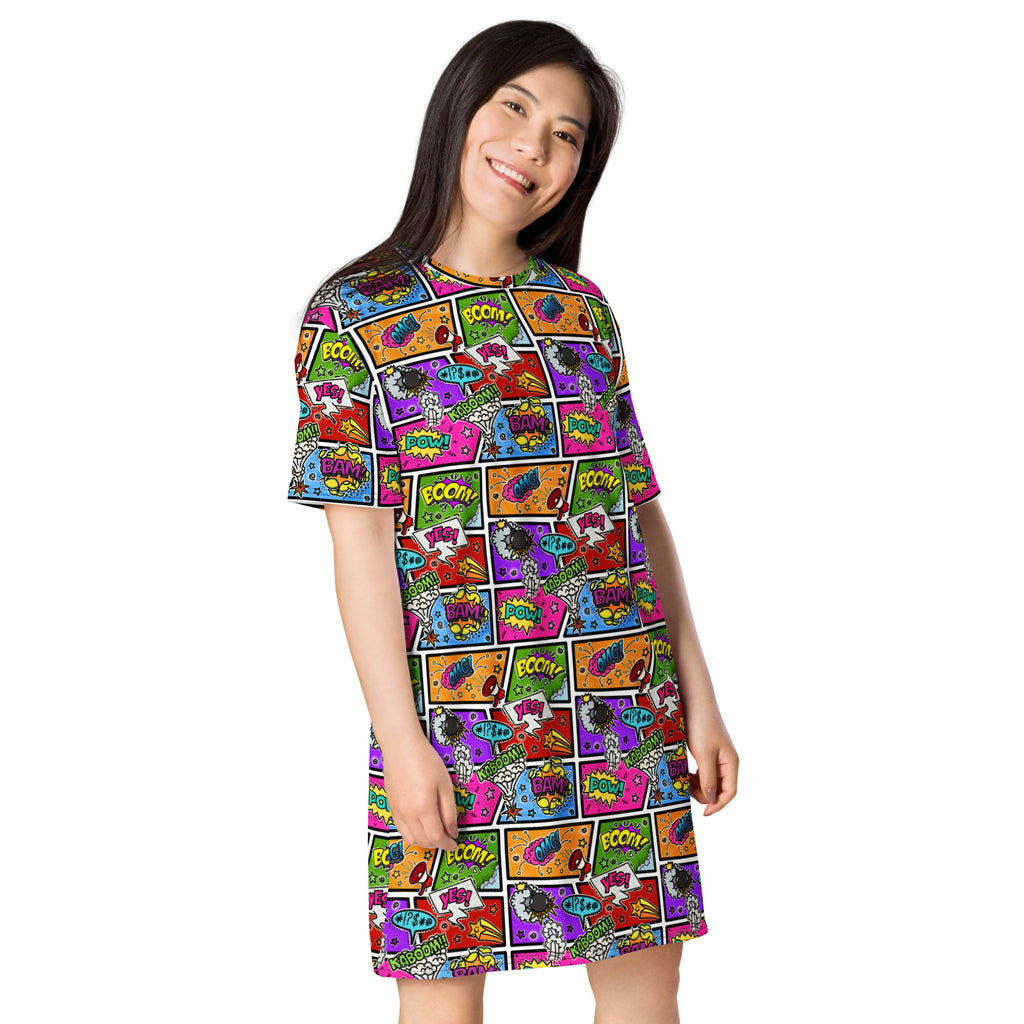 Unisex Multi-wear Tee Dress - 'Comic Chaos'