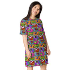 Unisex Multi-wear Tee Dress - 'Comic Chaos'