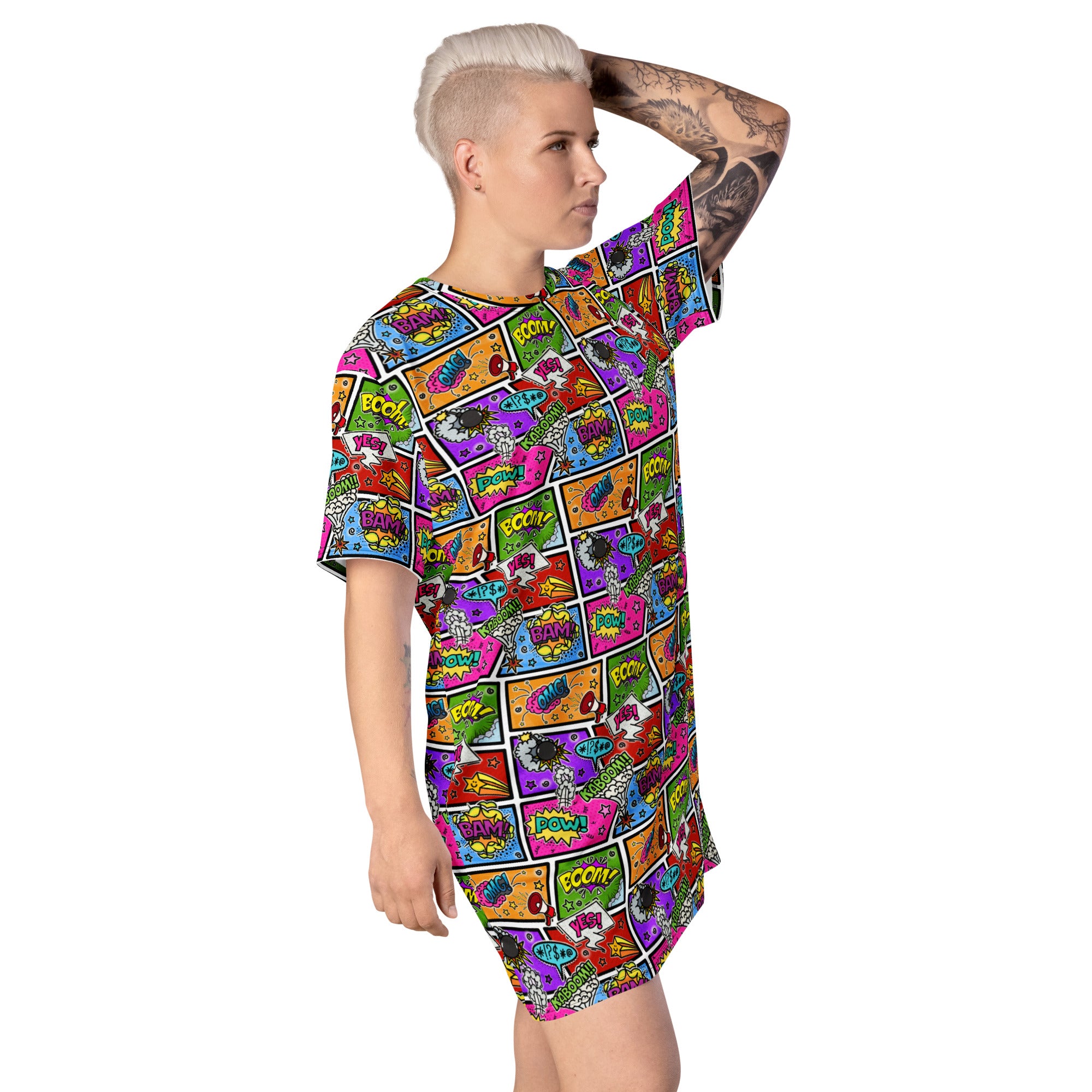 Unisex Multi-wear Tee Dress - 'Comic Chaos'