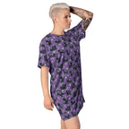Unisex Multi-wear Tee Dress - 'Purrple Playtime'