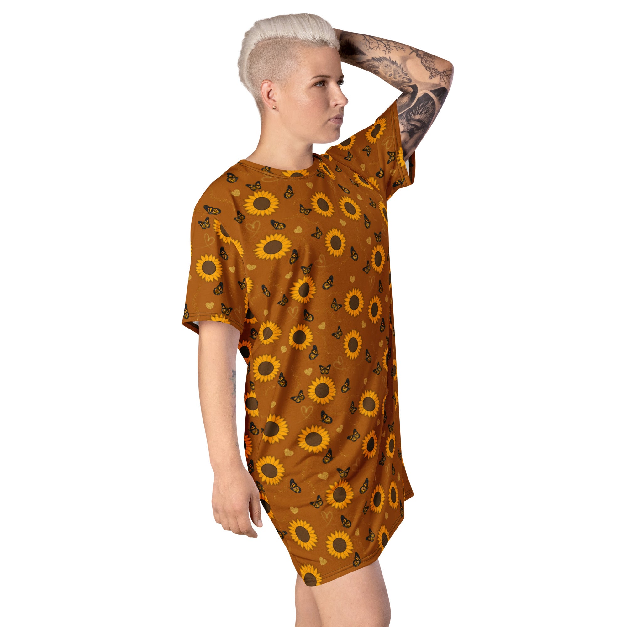 Unisex Multi-wear Tee Dress - 'Sunflower Sparkle'