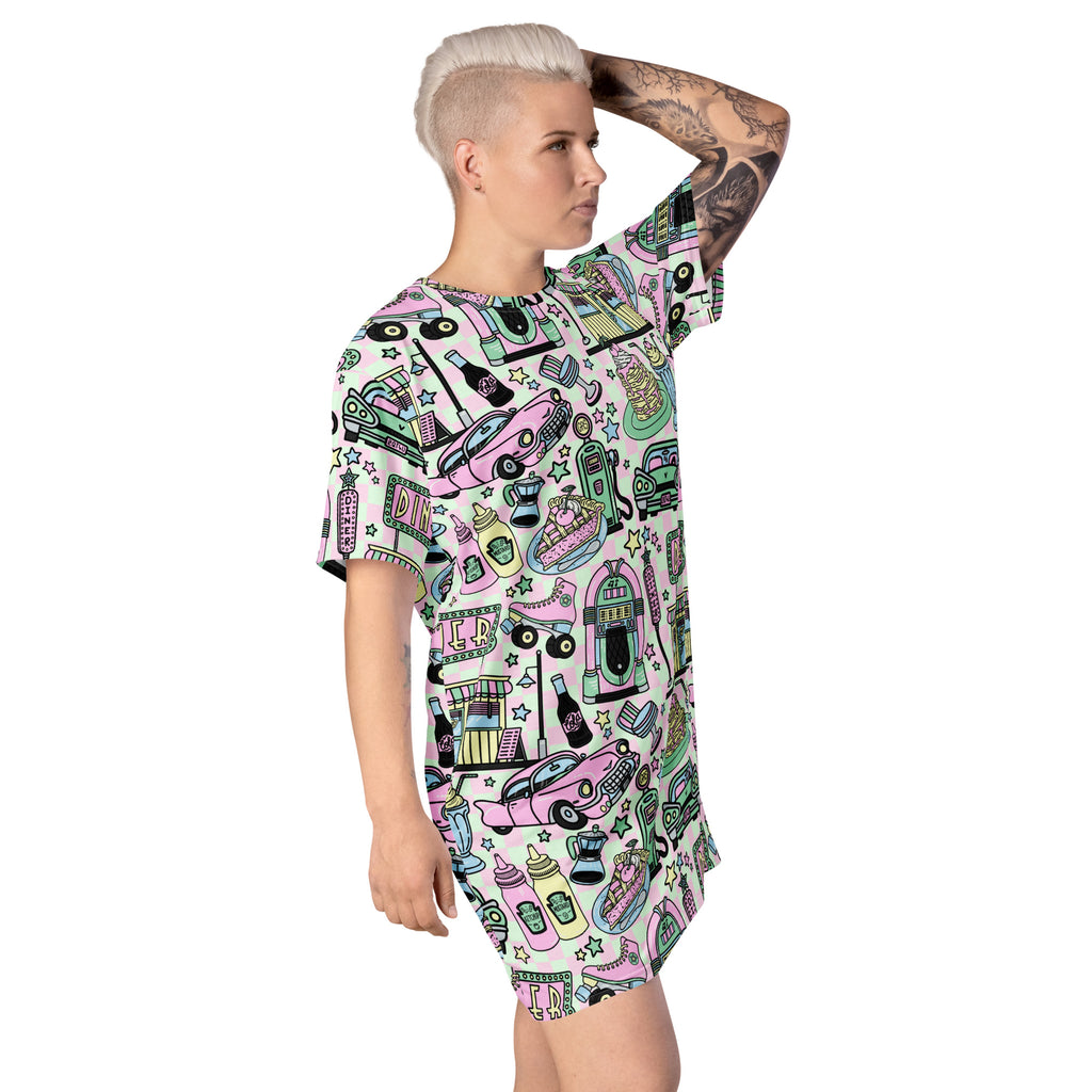 Unisex Multi-wear Tee Dress - 'Bubblegum Diner'