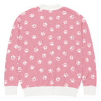 Unisex Relaxed Fit Knitted Cardigan - 'Pink Pawprints' Cardigan