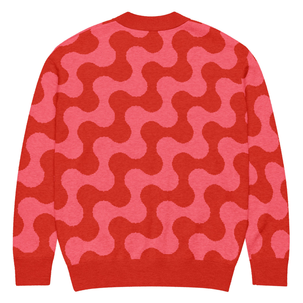 Unisex Relaxed Fit Knitted Cardigan - 'Strawberry Salsa' Cardigan