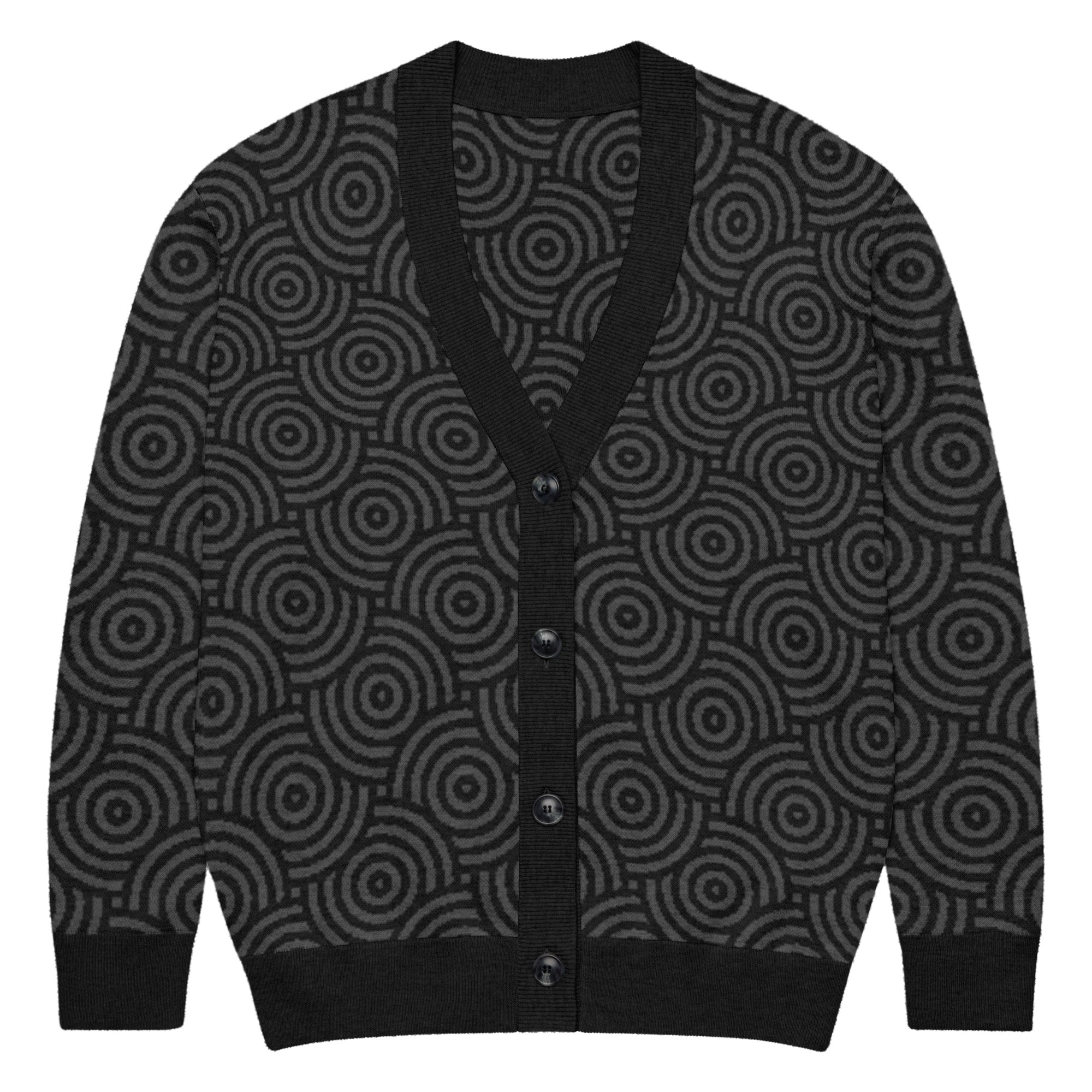 Unisex Relaxed Fit Knitted Cardigan - 'Liquorice Swirl' 2XS Cardigan