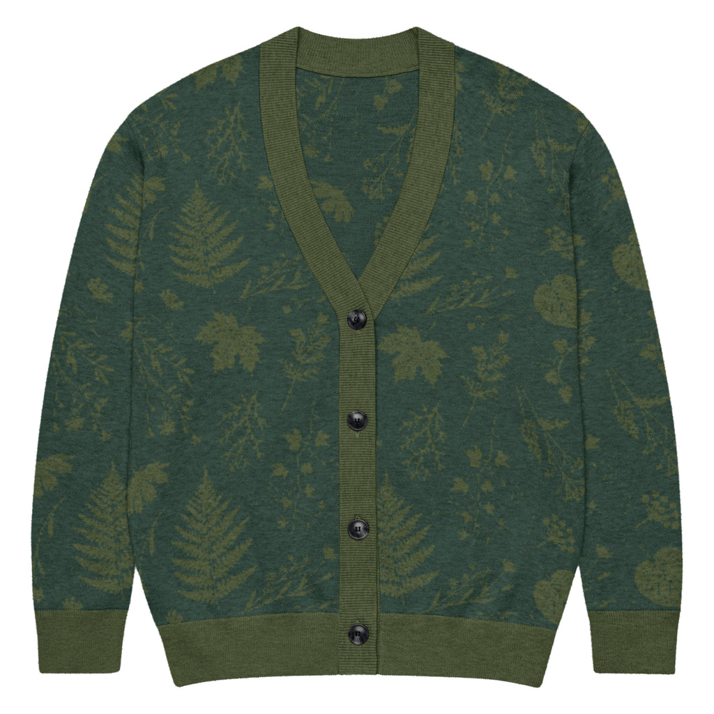 Unisex Relaxed Fit Knitted Cardigan - 'Dark Forest' 2XS