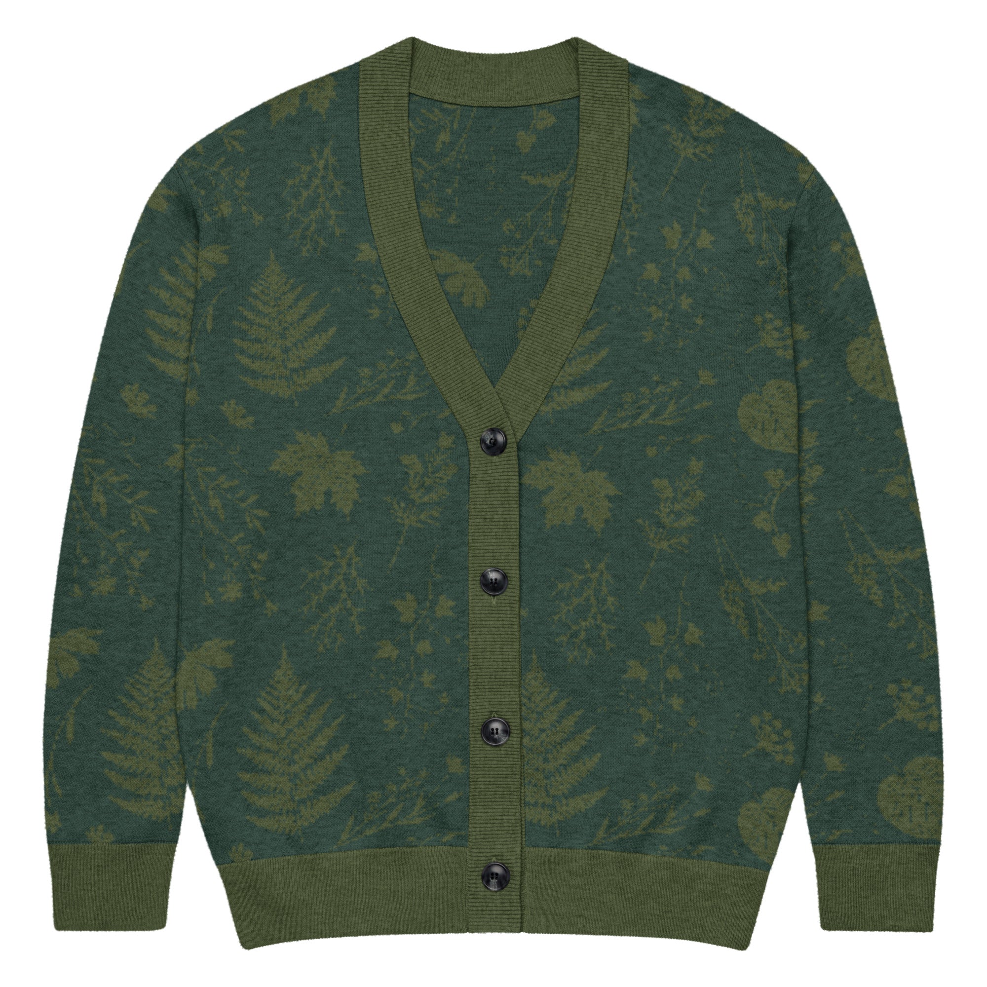 Unisex Relaxed Fit Knitted Cardigan - 'Dark Forest' 2XS