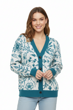 Unisex Relaxed Fit Knitted Cardigan - 'Bone China' Cardigan