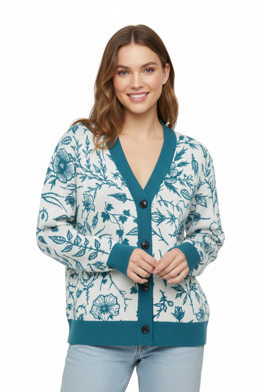 Unisex Relaxed Fit Knitted Cardigan - 'Bone China' Cardigan