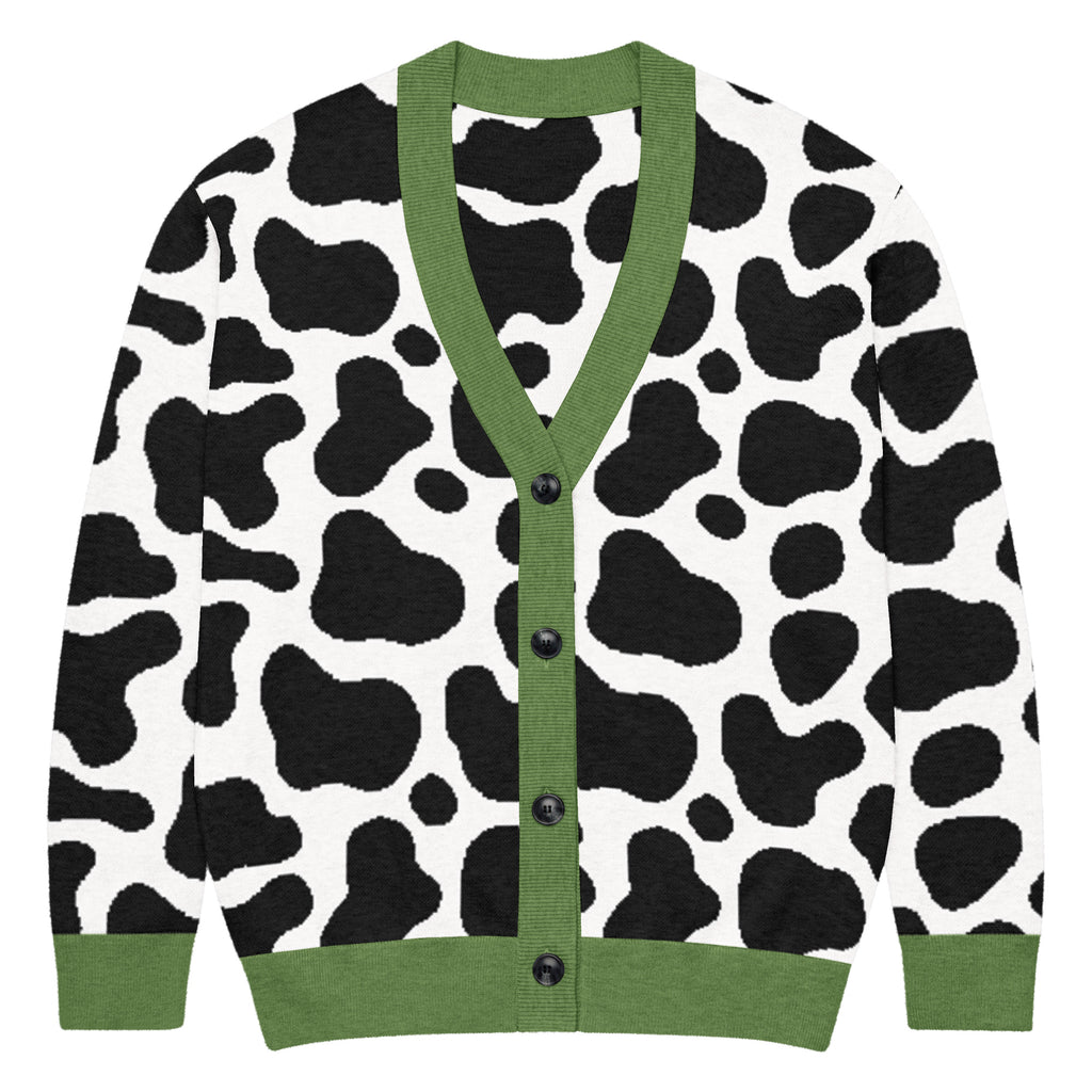 Unisex Relaxed Fit Knitted Cardigan - 'Silly Moo' 2XS Cardigan