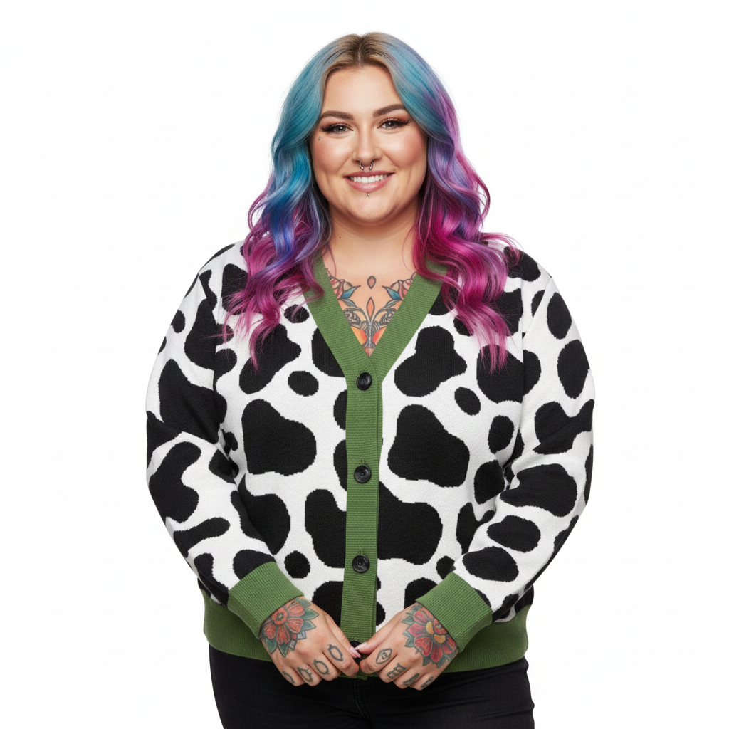 Unisex Relaxed Fit Knitted Cardigan - 'Silly Moo' Cardigan