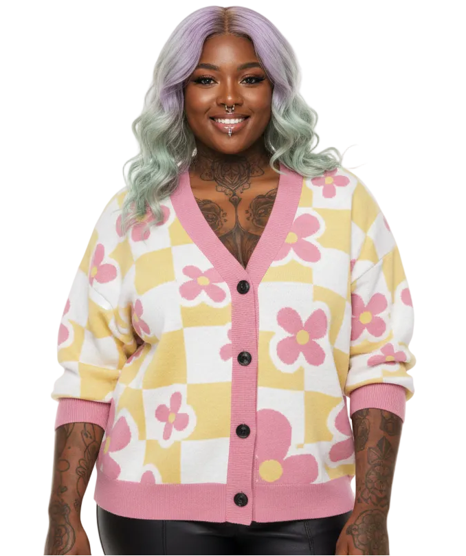 Unisex Relaxed Fit Knitted Cardigan - 'Strawberry Milk' Cardigan