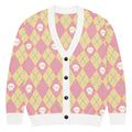 Unisex Relaxed Fit Knitted Cardigan - 'Diamond Skulls (Strawberry Lemonade)' 2XS Cardigan