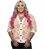 Unisex Relaxed Fit Knitted Cardigan - 'Diamond Skulls (Strawberry Lemonade)' Cardigan