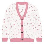 Unisex Relaxed Fit Knitted Cardigan - 'Strawberry Sprinkles' 2XS