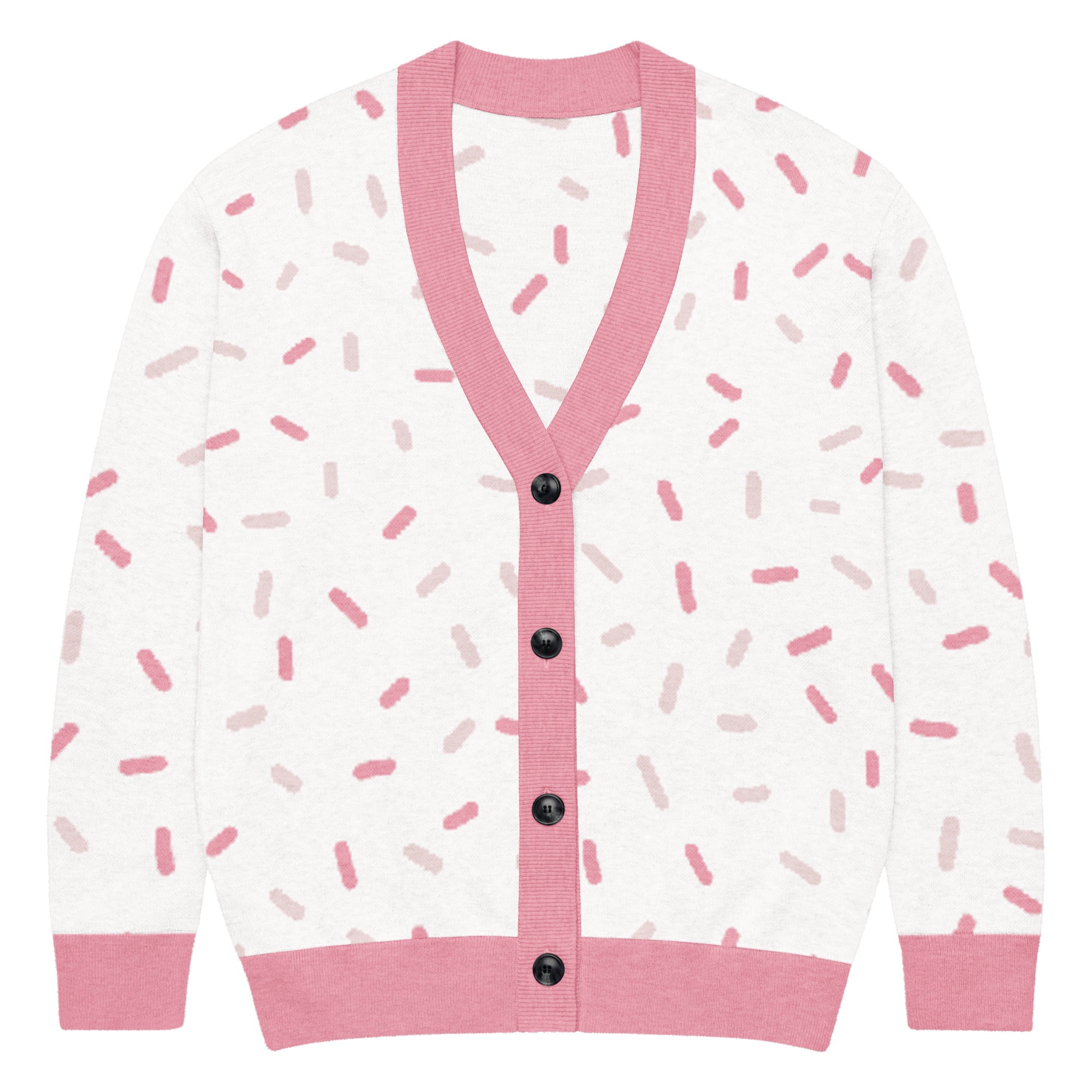 Unisex Relaxed Fit Knitted Cardigan - 'Strawberry Sprinkles' 2XS