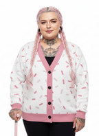 Unisex Relaxed Fit Knitted Cardigan - 'Strawberry Sprinkles'