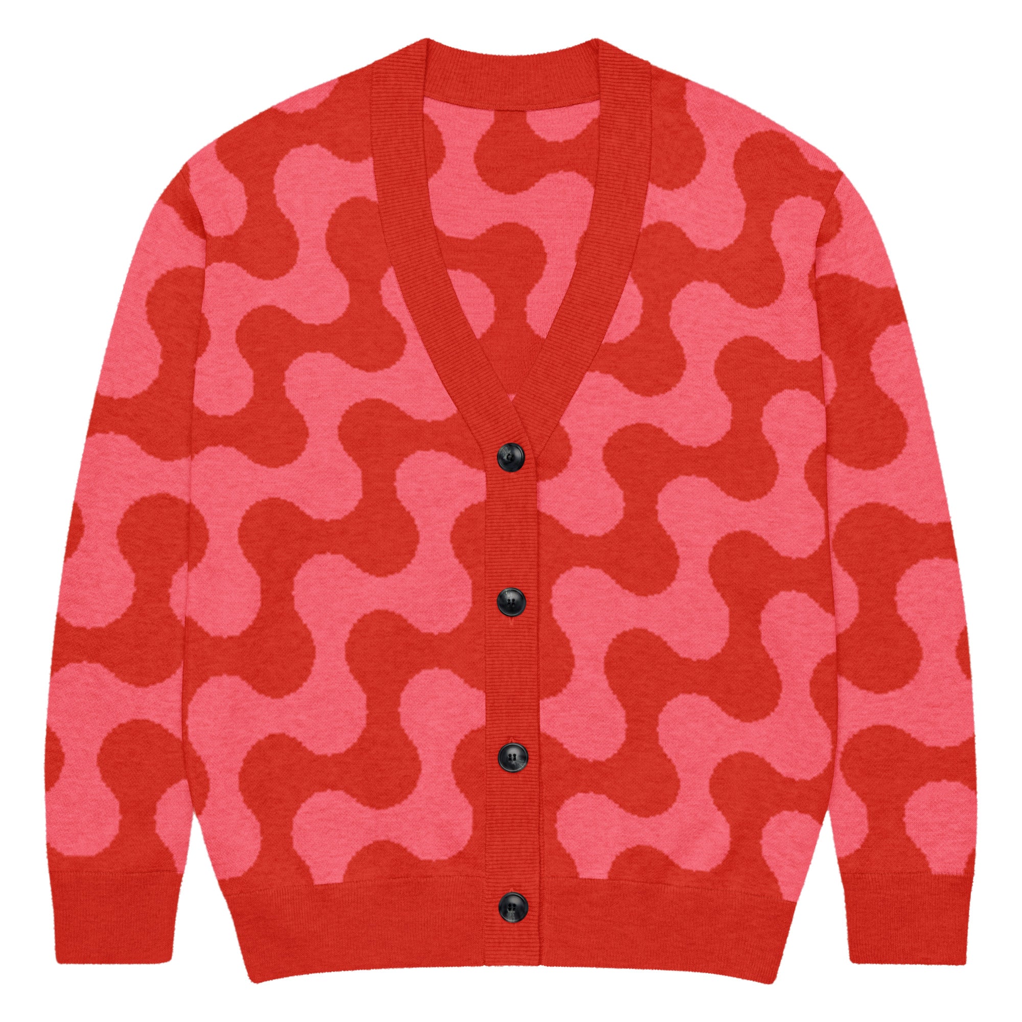 Unisex Relaxed Fit Knitted Cardigan - 'Strawberry Salsa' 2XS Cardigan