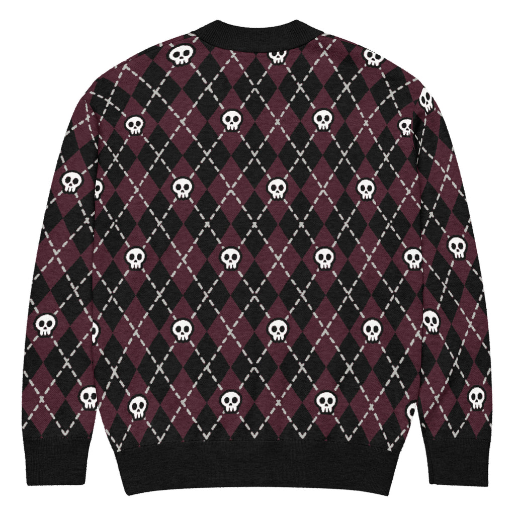 Unisex Relaxed Fit Knitted Cardigan - 'Diamond Skulls'