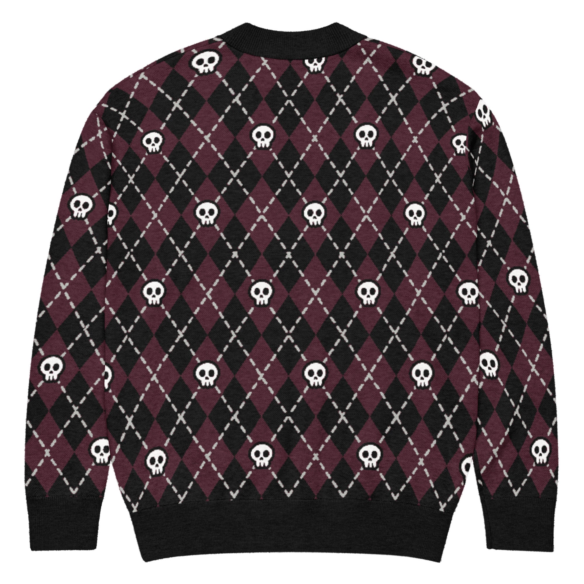 Unisex Relaxed Fit Knitted Cardigan - 'Diamond Skulls'