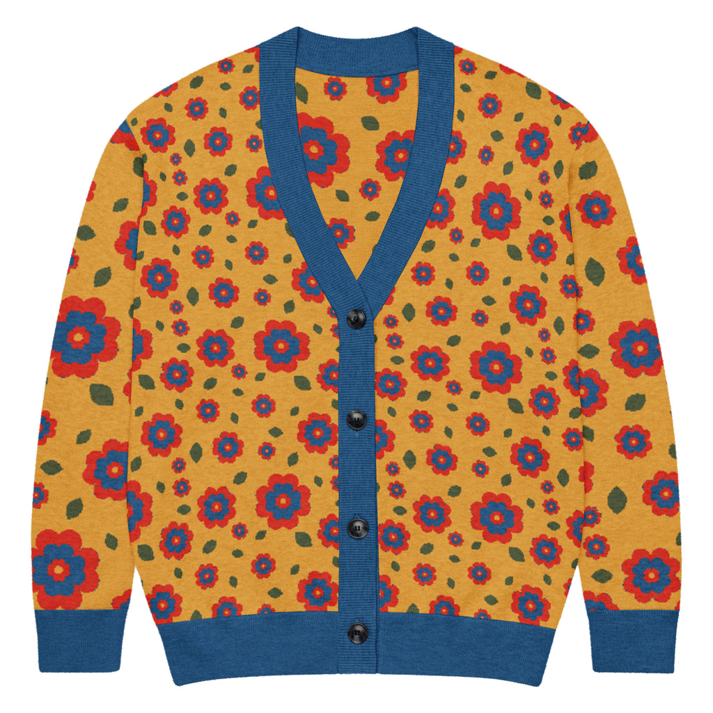 Unisex Relaxed Fit Knitted Cardigan - 'Petal Pop' Cardigan